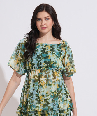 FashFun Casual 3/4 Sleeve Printed Women Multicolor Top