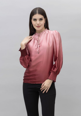 PURYS Casual Color Block Women Pink Top