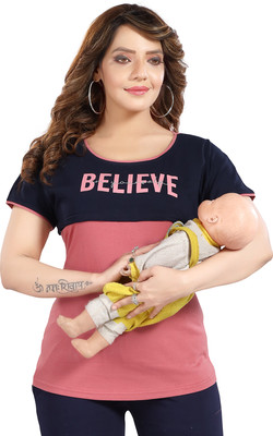 Attempt Casual Printed, Color Block Women Pink Top