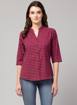 INUKA Casual Checkered Women Pink Top