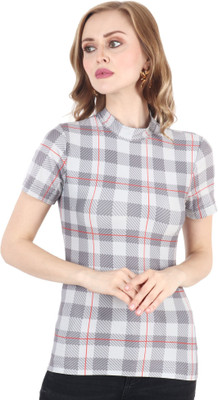 POPWINGS Casual Checkered Women Multicolor Top