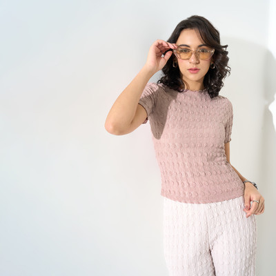 Honey By Pantaloons Casual Solid Women Pink Top