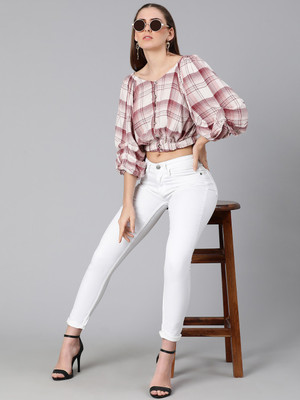 OXOLLOXO Casual Checkered Women Multicolor, Red, White Top