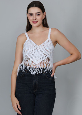 Fabme Beach Wear Self Design Women White Top