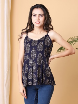 JAIMITI Casual Printed Women Black Top