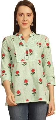 Rajnandini Party Floral Print Women Light Green Top