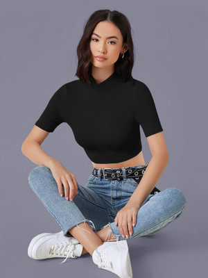 Kashonaa Casual Solid Women Black Top