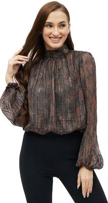 KIBO Casual Printed Women Black Top