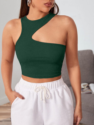 Alekya Casual Solid Women Dark Green Top