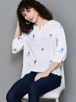 Colour Me by Melange Casual Printed Women White, Maroon, Blue Top