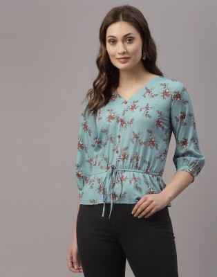 SIRIL Casual Floral Print Women Blue Top