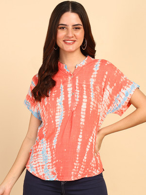 PinkTribe Casual Tie & Dye Women Red, Blue Top