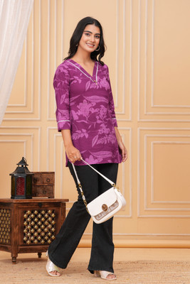 Kirnya Casual Solid Women Purple Top