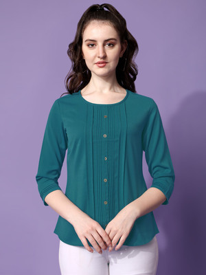 Prettify Casual Solid Women Green Top