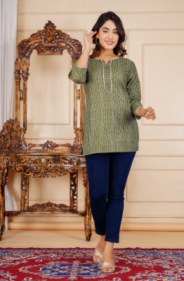 Ramashram Online Casual Printed Women Green Top