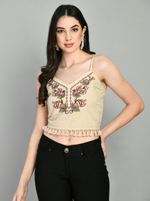 Fiorenza Party Embroidered Women Beige Top