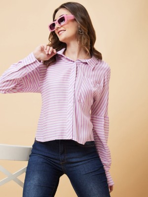 Globus Casual Striped Women Pink, White Top