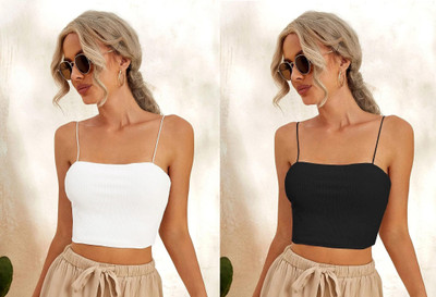 HouseOfCommon Casual Solid Women Black, White Top