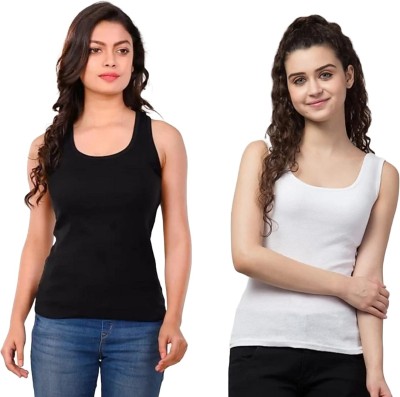 A & K collections Casual Solid Women Black, White Top
