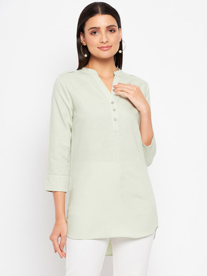 DUKE Casual Solid Women Light Green Top