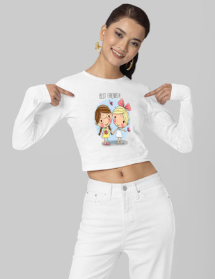 VEKTEK Casual Graphic Print Women White Top