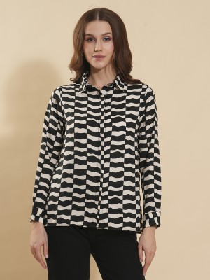 FashFun Formal Striped Women Black Top