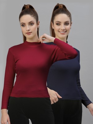 FRISKERS Casual Solid Women Blue, Maroon Top
