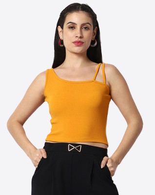 Prettify Casual Solid Women Yellow Top