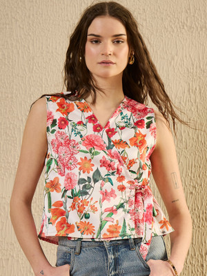 Sanskrutihomes Casual Printed Women White Top