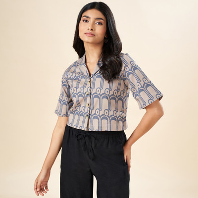 Akkriti by Pantaloons Casual Printed Women Blue, Pink Top