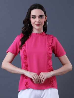 NAVRAAH Casual Solid Women Pink Top