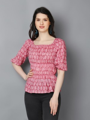 ZUVINO Casual Printed Women Pink Top