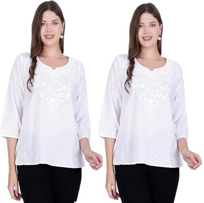 ukal Casual Solid Women White Top