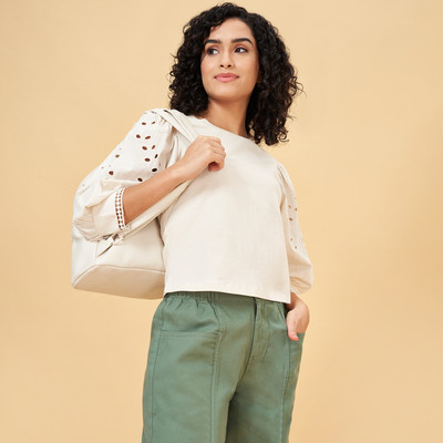 Honey By Pantaloons Casual Solid Women White Top