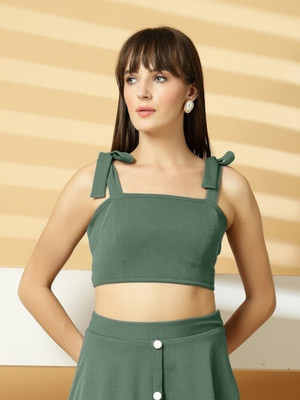 Dressberry Party Solid Women Green Top