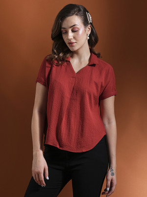 Globus Formal Solid Women Maroon Top