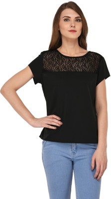 Lilyn Casual Self Design Women Black Top