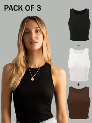 Toochki Casual Solid Women Black Top