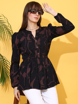 Honky Tonky Casual Printed Women Black, Brown Top