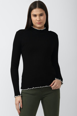 VAN HEUSEN Casual Solid Women Black Top