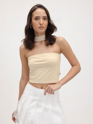Roadster Casual Solid Women Beige Top