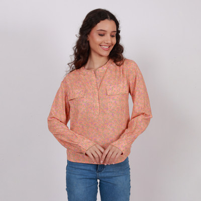 Modyne Fashions Casual Floral Print Women Orange Top