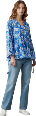 MUSKAN FASHION ATTIRES Casual Floral Print Women Blue Top
