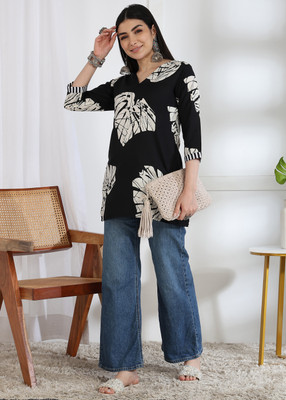 DSK STUDIO Casual Printed Women Black Top