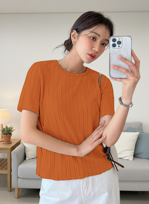 Archi Enterprise Casual Solid Women Orange Top