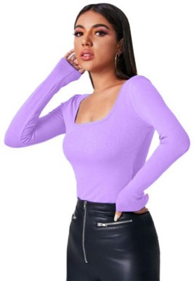 GLARE & BLAIR Casual Solid Women Purple Top