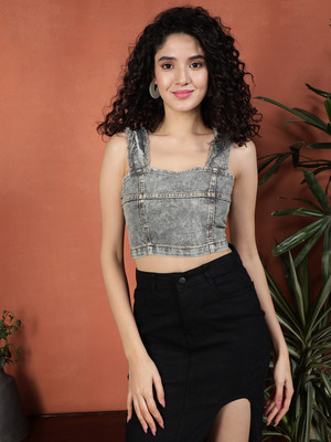 TANDUL Casual Solid Women Grey Top