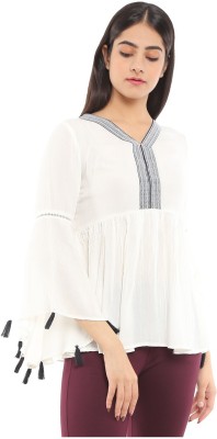 V-MART Casual Solid Women White Top