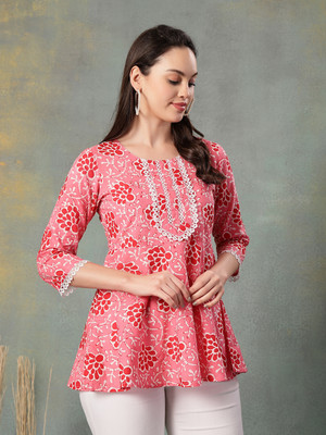 God Bless Casual Printed Women Pink Top