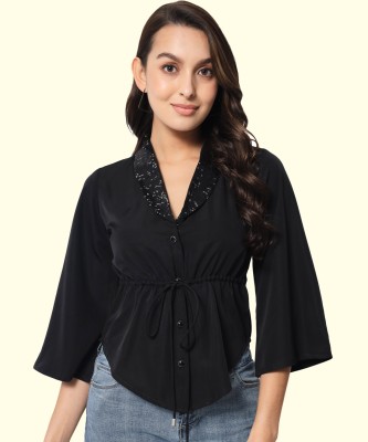 ALL WAYS YOU Casual Solid Women Black Top